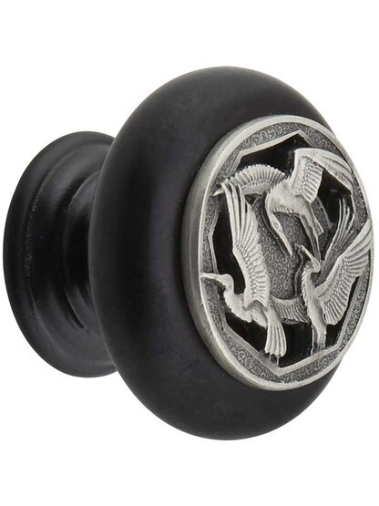 Crane Dance Wood Knob in Dk Walnut/Ant Pewter.